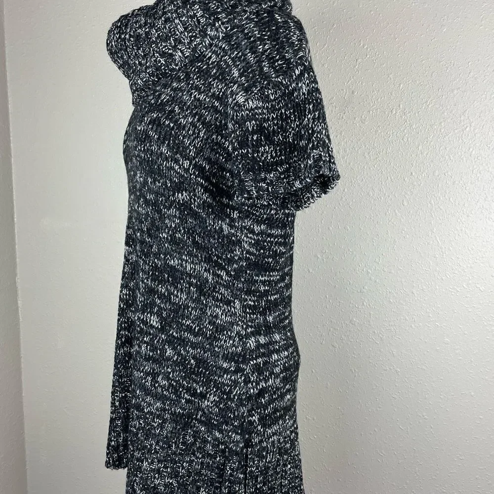 NWT dressbarn Cowl Neck Black, Gray and White Knit Long Sweater Size L